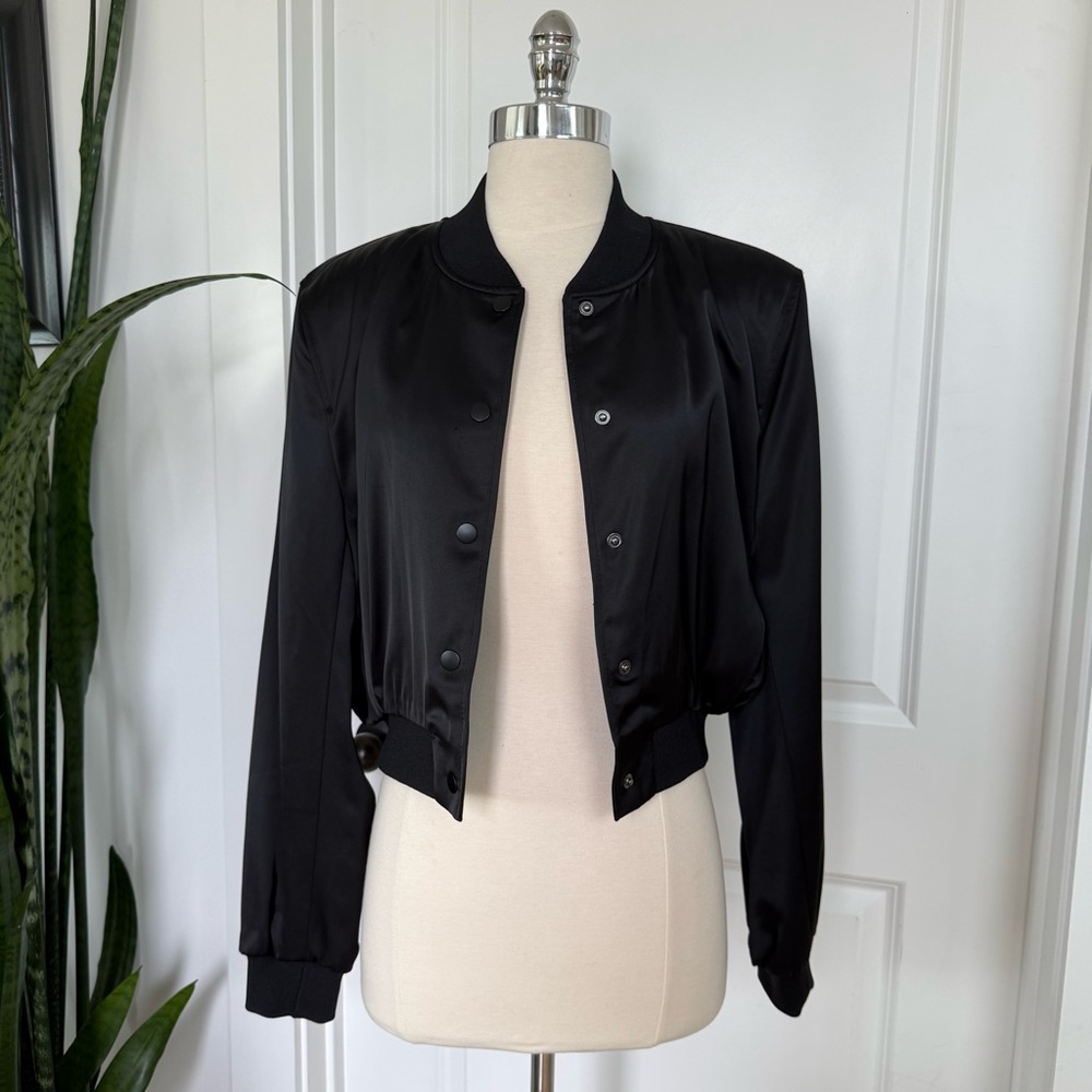 Zara Cropped Snap Front Bomber Jacket
